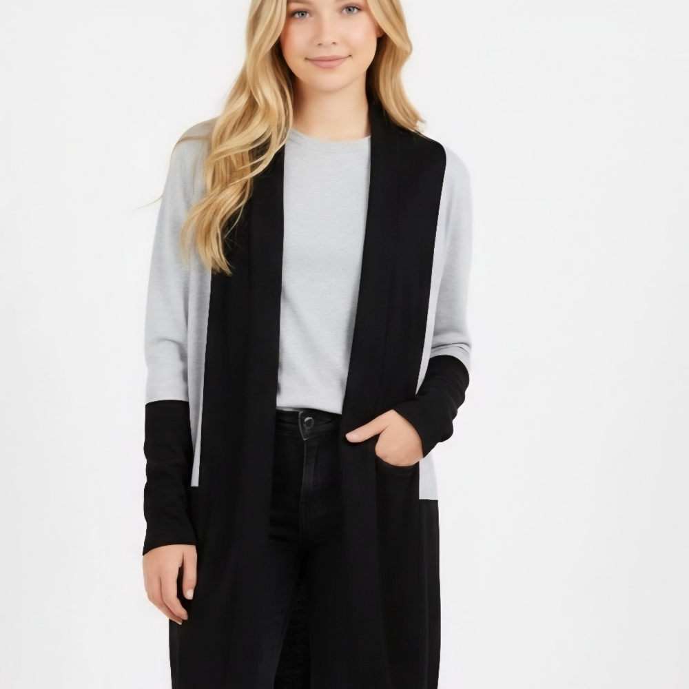 NWOT Evolution by Cyrus Black Grey soft Colorblock Cardigan Sweater XL